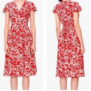 Rebecca Taylor Red and White Floral Midi Dress